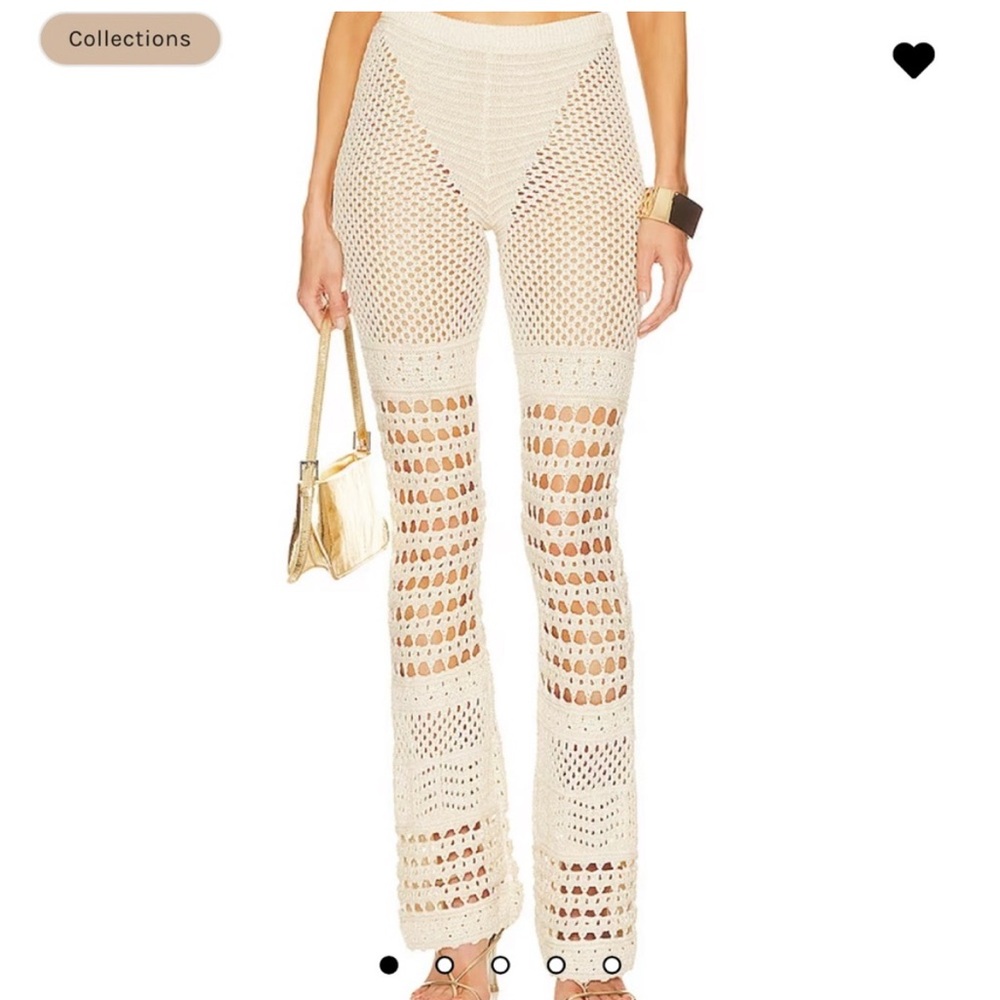 Retrofete Cream Crochet Flare Pants